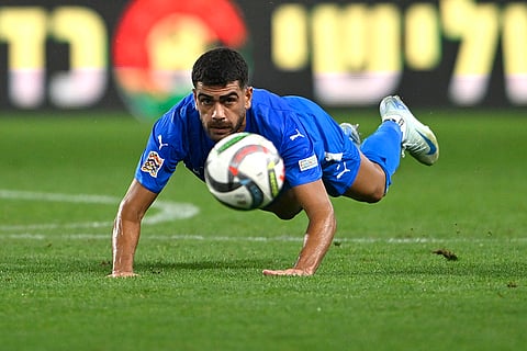2024–25 UEFA Nations League, Israel vs Italy: Israel's Raz Shlomo in action